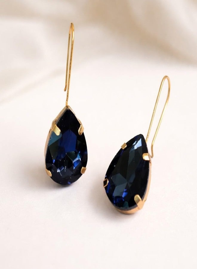 Accessher Gold Plated Lightweight Earrings Pair Drop Design with Violet Colour Stone/Jhumka Earrings for Women and Girls/Stylish ear rings Pair of 1 - Image 2