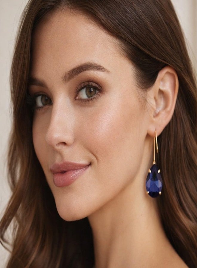 Accessher Gold Plated Lightweight Earrings Pair Drop Design with Violet Colour Stone/Jhumka Earrings for Women and Girls/Stylish ear rings Pair of 1 - Image 3