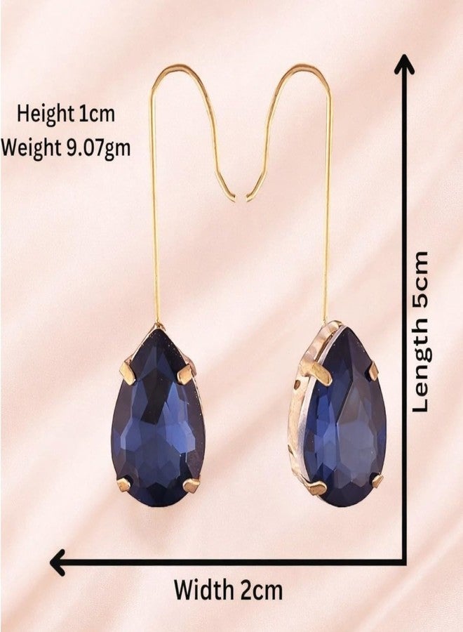Accessher Gold Plated Lightweight Earrings Pair Drop Design with Violet Colour Stone/Jhumka Earrings for Women and Girls/Stylish ear rings Pair of 1 - Image 5