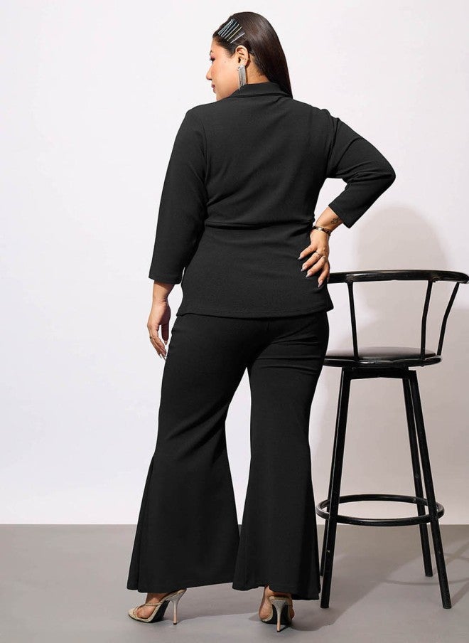 SASSAFRAS Black Plus Size Blazer & Trouser Set for Women - Image 4