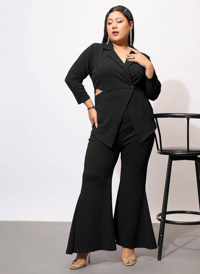 SASSAFRAS Black Plus Size Blazer & Trouser Set for Women - Image 2