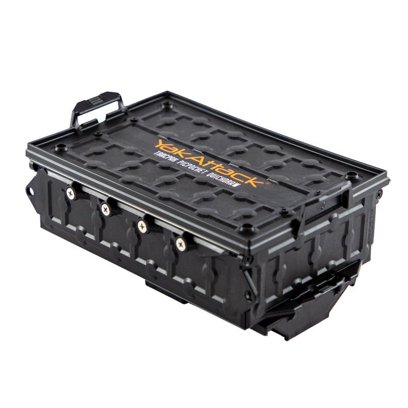 YakAttack TracPak with PicPocket QuickDraw - Black | Track Mount Storage Box with Spring-Loaded Lid | Quick Release Base & Labels Included | Vertical or Horizontal Mount | Made in USA - Image 3