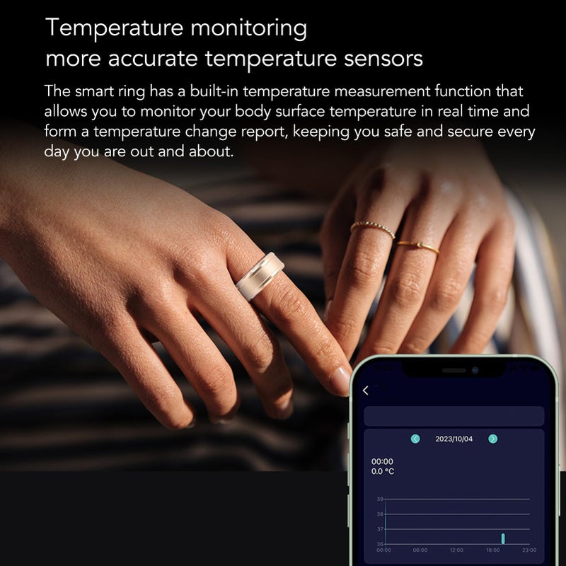 FOSA Smart Health Ring, Step Tracker Ring, Smart Health Ring Sleep Monitoring Body Temperature Detection Rechargeable Health Ring for Sports Fitness (18) - Image 2