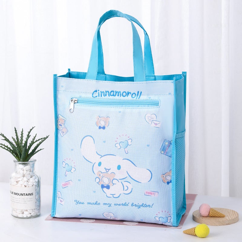 Dual Layer A4 Art Case Cute Cartoon Student Carry Bag Waterproof Figure B of No.26 Big Ear Dog (inner layer with inner lining) 