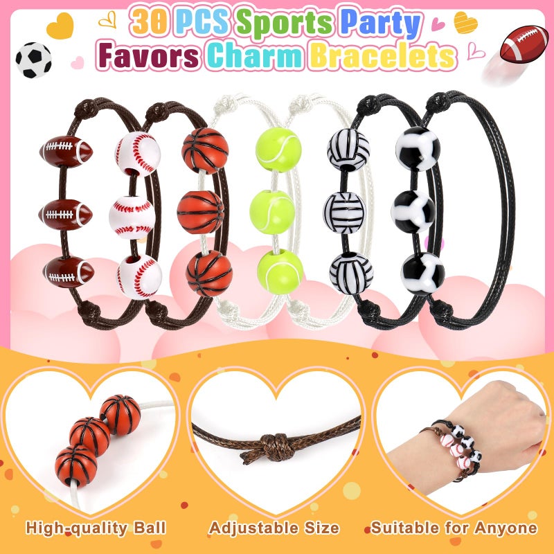 FUSPWEAO Valentines Day Gifts For Kids - 30 Pack Valentines Day Cards For Kids School Classroom Heart Boxes With Sports Party Favors Bracelets  Valentines Party Favors For Kids Exchange  Games Prize Rewards - Image 2