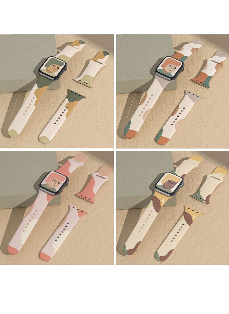 TWEGGON 4pc Pack fashion silicone Strap for apple watch compatible with 42mm(Series 10)/41mm/40mm/38mm Multicolor  - Image 1