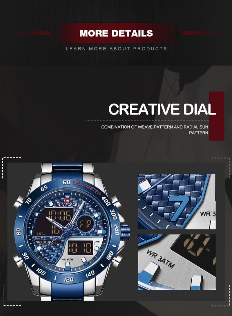 NAVIFORCE Luxury Brand Men's Wrist Watch Military Digital Sport Watches For Man Steel Strap Quartz Clock Male Multifunctional Watches