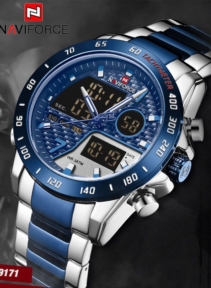 NAVIFORCE Luxury Brand Men's Wrist Watch Military Digital Sport Watches For Man Steel Strap Quartz Clock Male Multifunctional Watches