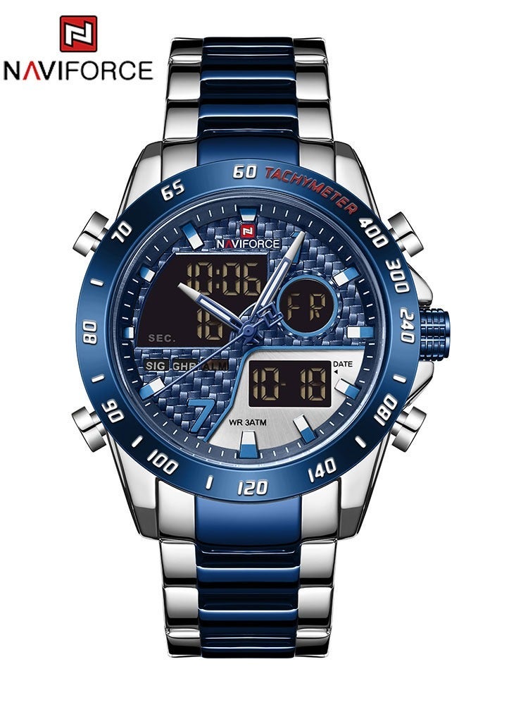 نافيفورس ساعة يد رجالية فاخرة ماركة عسكرية رقمية رياضية للرجال بسوار من الفولاذ ساعة كوارتز متعددة الوظائف للرجال NF9171 - Image 2