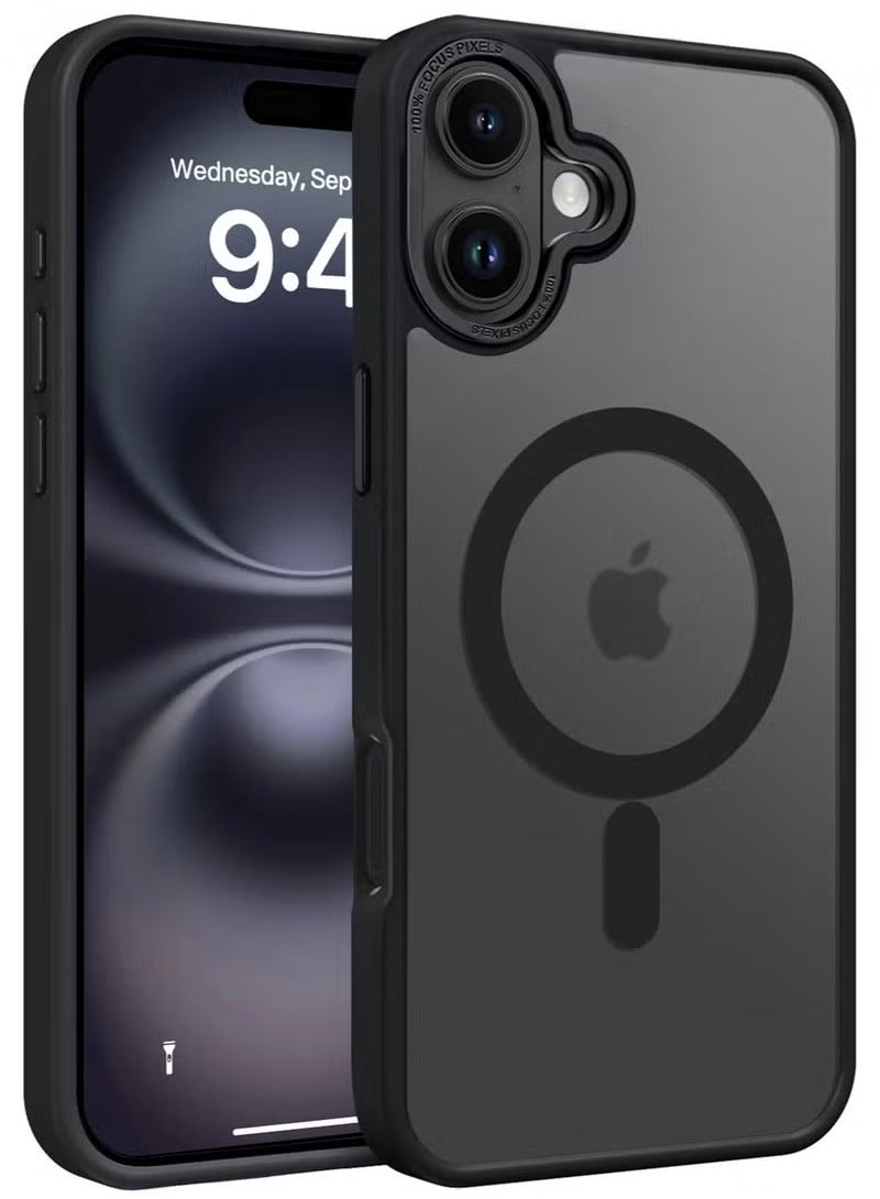 phomemo iPhone 16 Plus MagSafe Case Magnetic Back Cover,【Full Shockproof Protection】Translucent Matte Back, Slim Phone Cover with Strong Magnet for Apple 16 Plus (2024)(Black) - Image 1