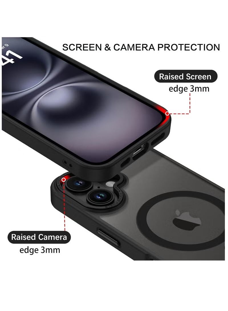 phomemo iPhone 16 Plus MagSafe Case Magnetic Back Cover,【Full Shockproof Protection】Translucent Matte Back, Slim Phone Cover with Strong Magnet for Apple 16 Plus (2024)(Black) - Image 2