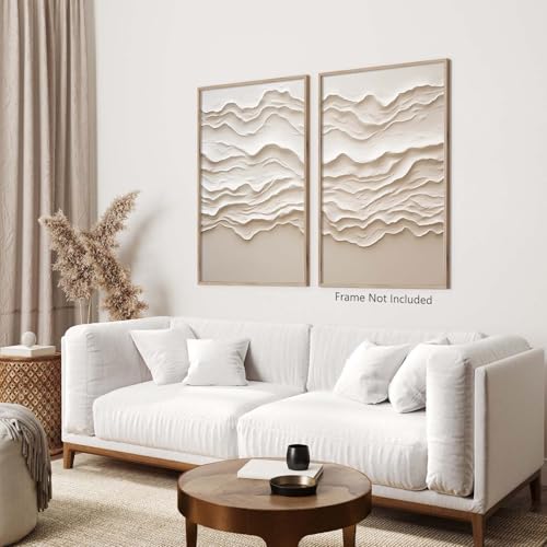 Ecyanlv Abstract Ocean Waves Canvas Wall Art Beige Painting Cream and White Pictures Ocean Art Ocean Waves Painting Abstract Beige Poster Textured Print 16x24inch Frameless - Image 5