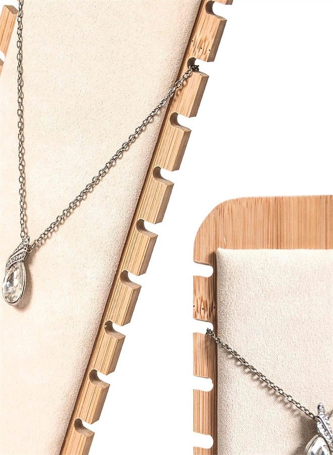 joyzzz 12 Slot Wooden Necklace Jewelry Display Stand with Leather Upholstery - Image 3