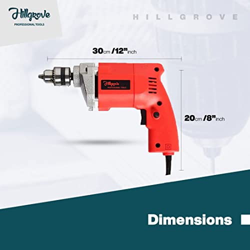 Hillgrove HGCM1106M1 500W Power Drill Machine with 5Pcs Wood Bits and 6Pcs Hole Saw Drill Bits for Making Holes in Metal/Wood/Concrete Pistol Grip Drill (10 mm Chuck Size) - Image 5