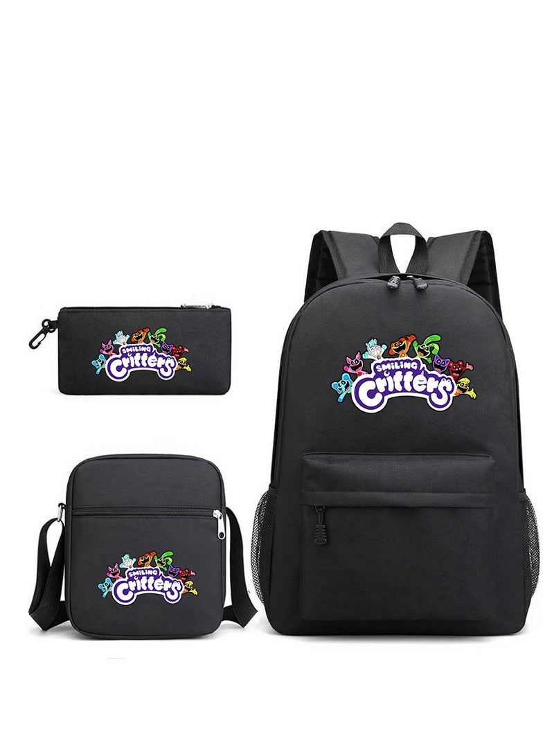 3-piece set Smiling Critters Anime Backpacks Smiling Critters Lightweight Backpacks Meal Bags Pen Bags Cute CatNap Cartoon Stuffed Anime Smiling Critters backbags - Image 1