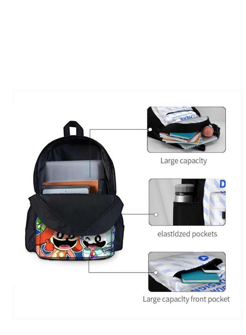 3-piece set Smiling Critters Anime Backpacks Smiling Critters Lightweight Backpacks Meal Bags Pen Bags Cute CatNap Cartoon Stuffed Anime Smiling Critters backbags - Image 2