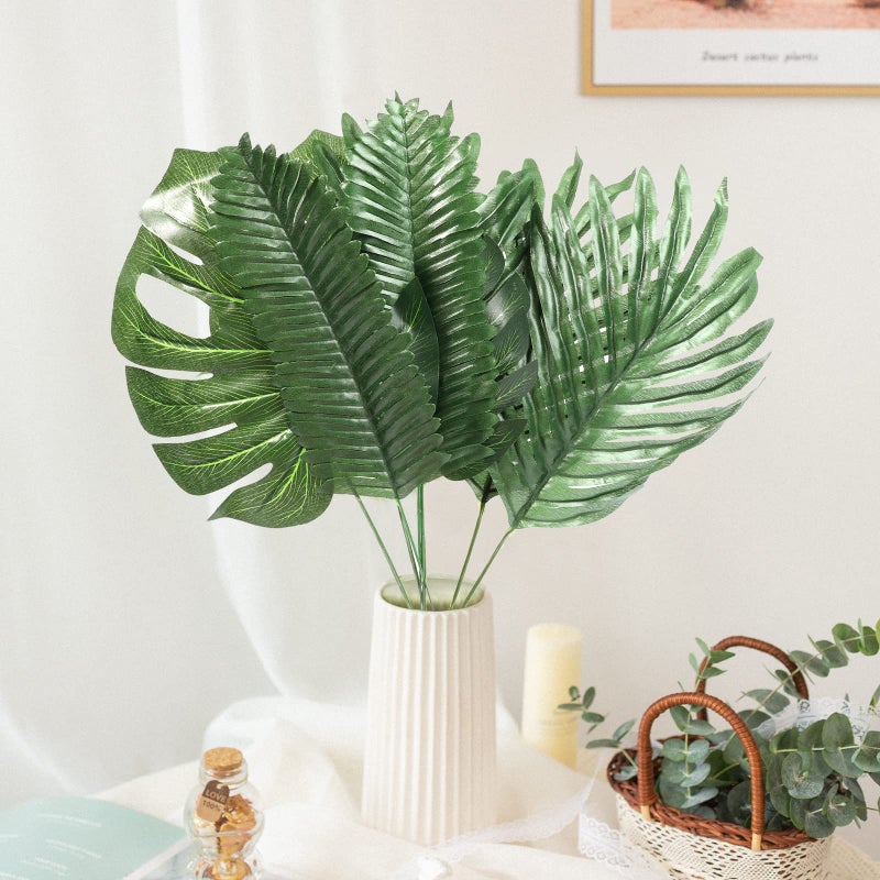 LOMIRO 78 Pieces 7 Kinds Artificial Tropical Leaf Jungle Leaves Plant Safari Leaves Decorations for Hawaiian Party Decorations Beach Birthday Luau Party Decorations - Image 4