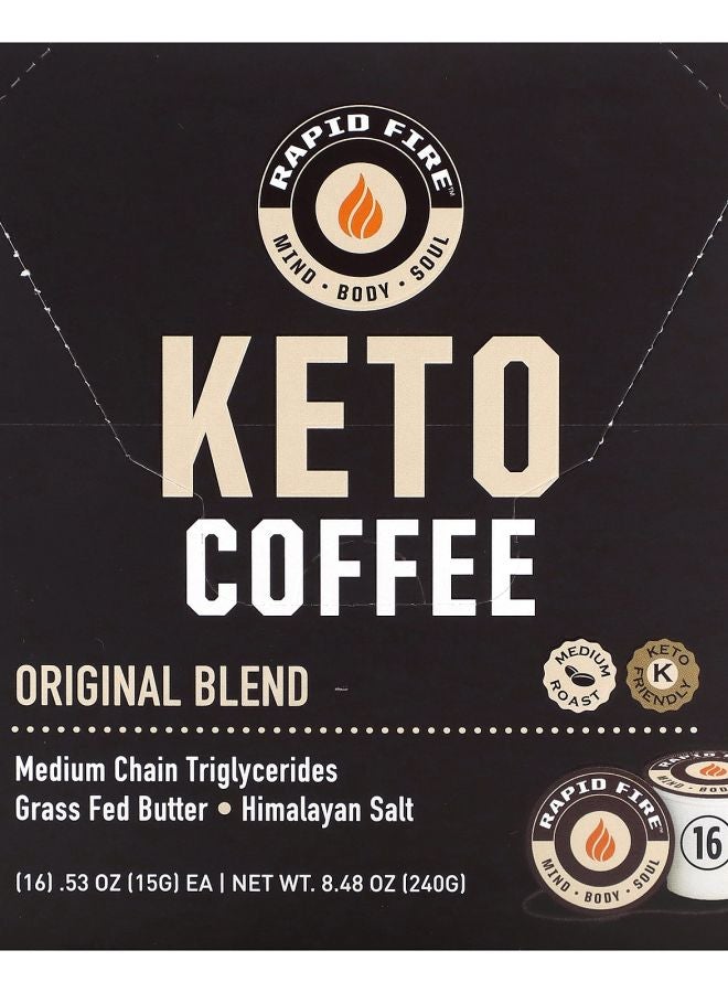 Keto Coffee Pods Original Blend Medium Roast 16 Pods 0.53 oz (15 g) Each