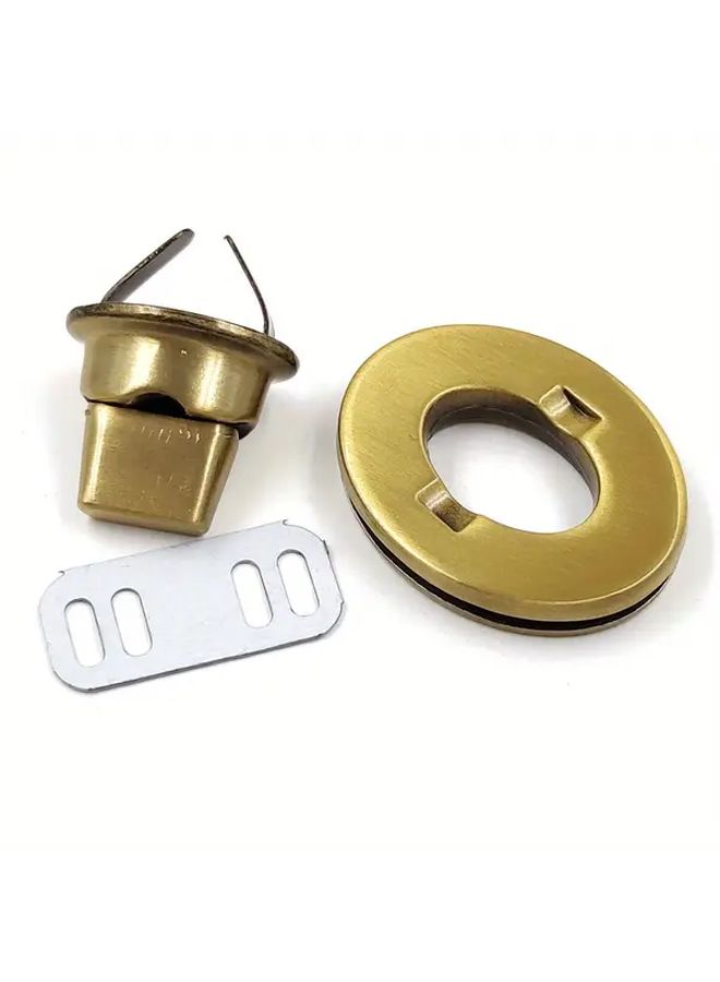 Light Golden 30x23.5mm Round Twist Lock Alloy Buckle for Bag Purse DIY - Image 4