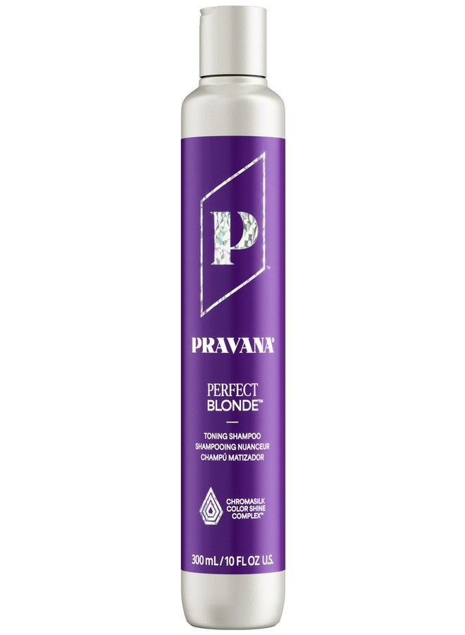 Pravana The Perfect Blonde Purple Toning Shampoo | Neutralizes Brassy, Yellow Tones | For Color-Treated Hair | Chromasilk Enhances Shine & Protection | Vegan, Paraben & Sulfate Free | 10 Fl Oz - Image 1