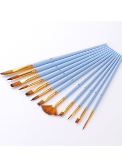 12-Piece Wooden Paint Brush Set Matte Blue