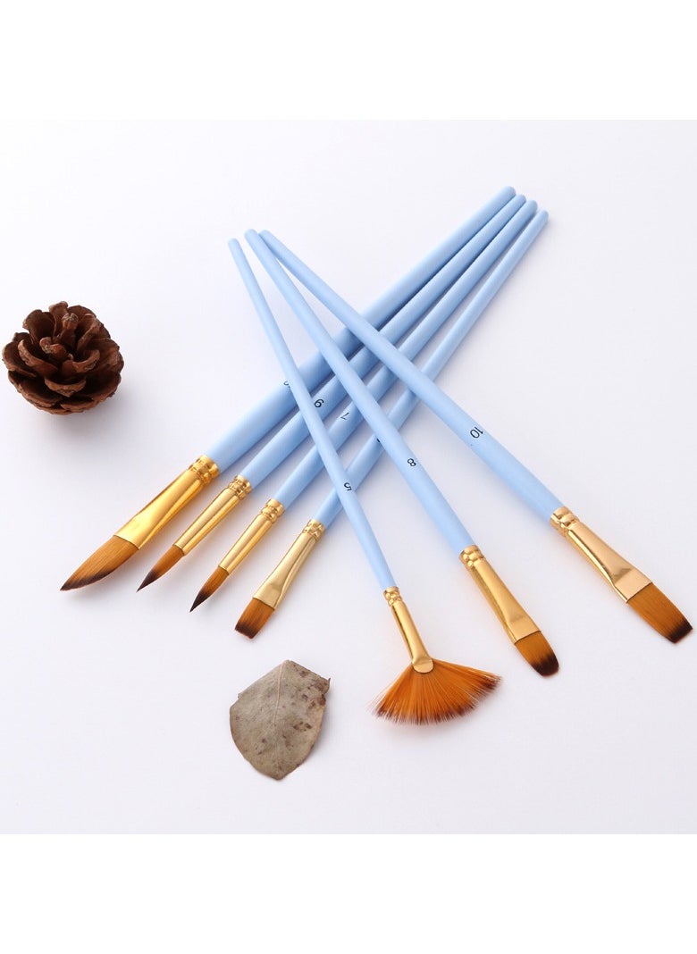Generic - 12-Piece Wooden Paint Brush Set Matte Blue - Image 1