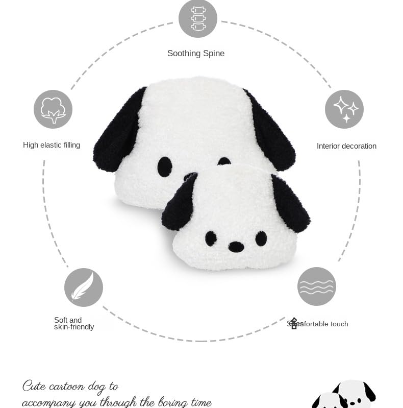 WASTROYAL Cute Car Headrest & Lumbar Support Seat Cushion Adorable Black & White Dog Pattern, Comfortable & Durable Accessories Pillow, Set Includes 1Headrest &1 Lumbar Support - Image 3