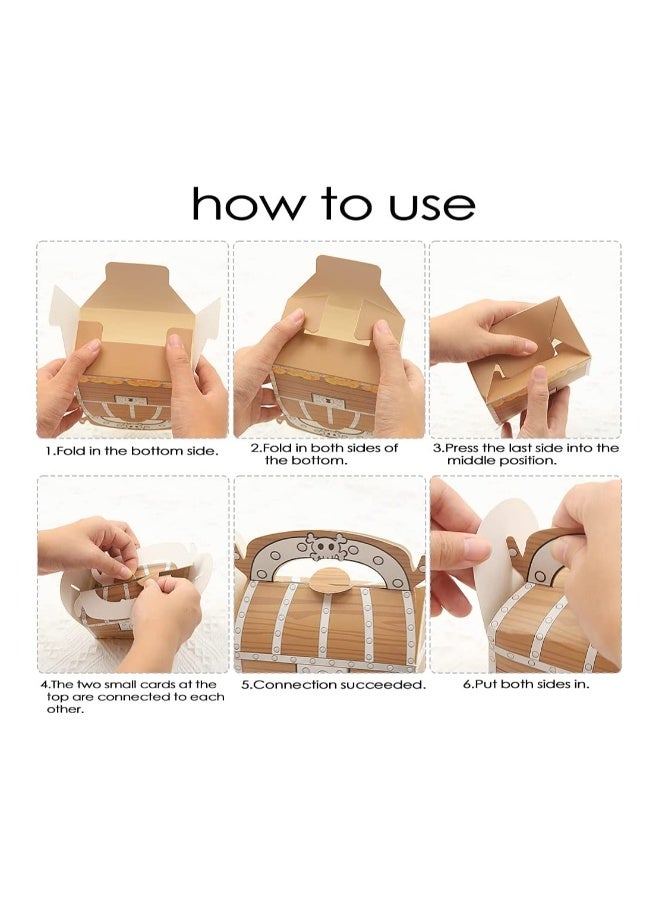 Pirate Treasure Chest Party Favor Boxes, 10 pcs Goodie Bags for Kids, Gift Candy Box with Handle, 11 x 7 x 14cm, Perfect for Birthday Parties and Pirate-Themed Games - Image 3