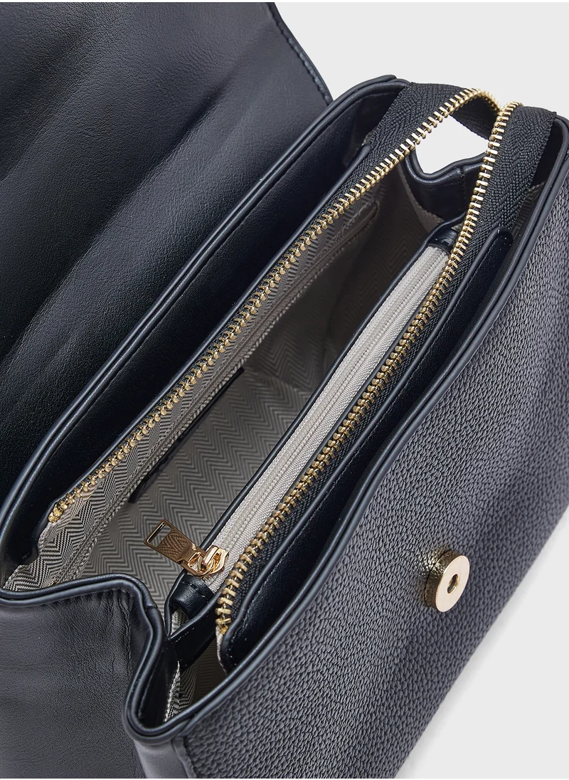 Khizana Canvas Satchel Bag With Horse Bit Buckle