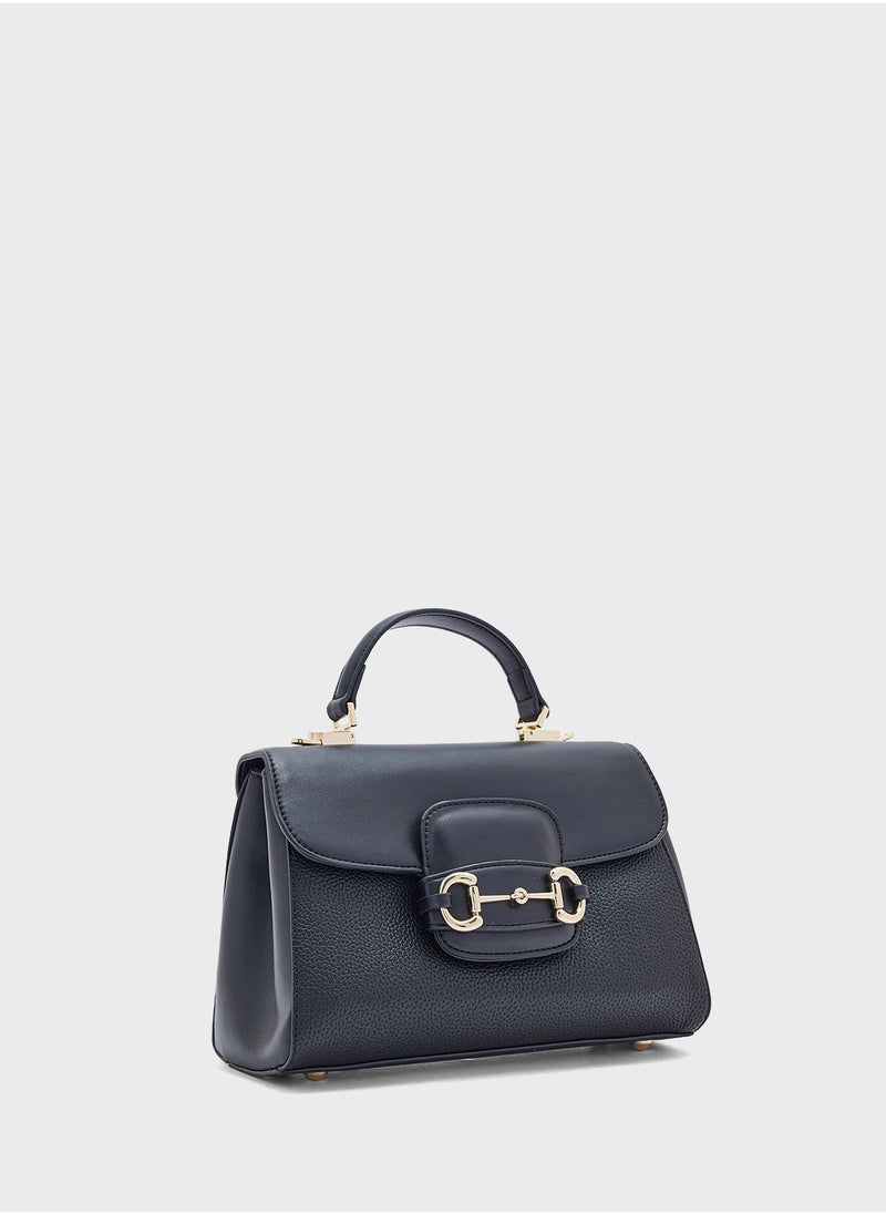 Khizana Canvas Satchel Bag With Horse Bit Buckle  - Image 3