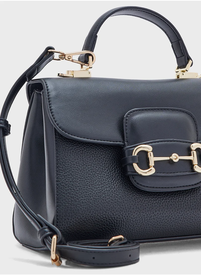 Khizana Canvas Satchel Bag With Horse Bit Buckle
