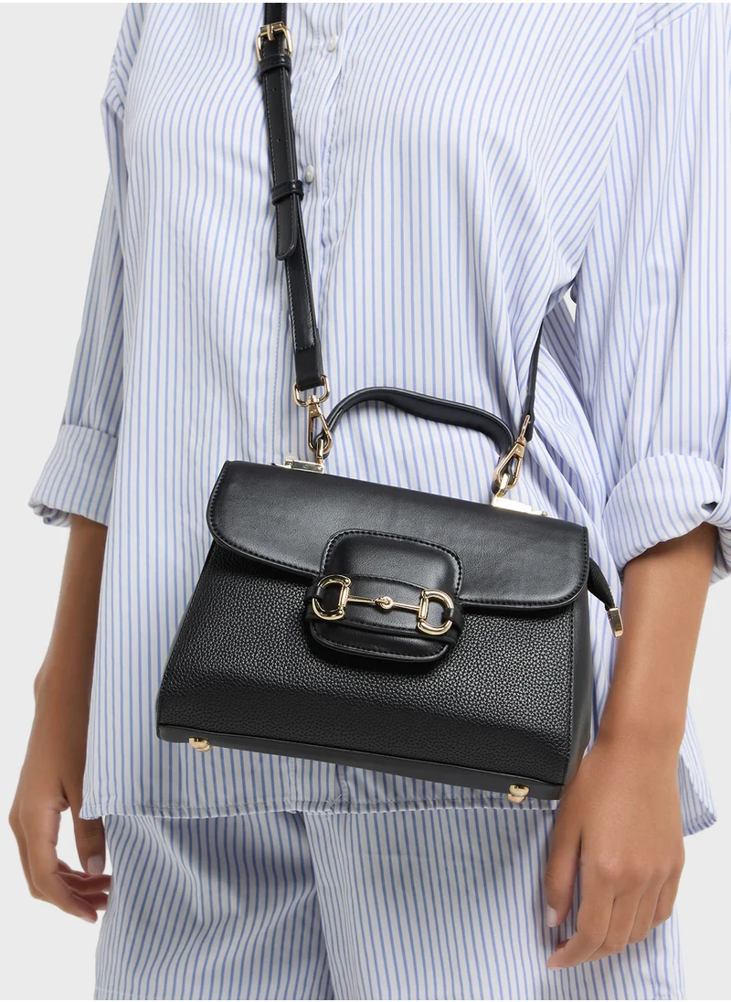 Khizana Canvas Satchel Bag With Horse Bit Buckle