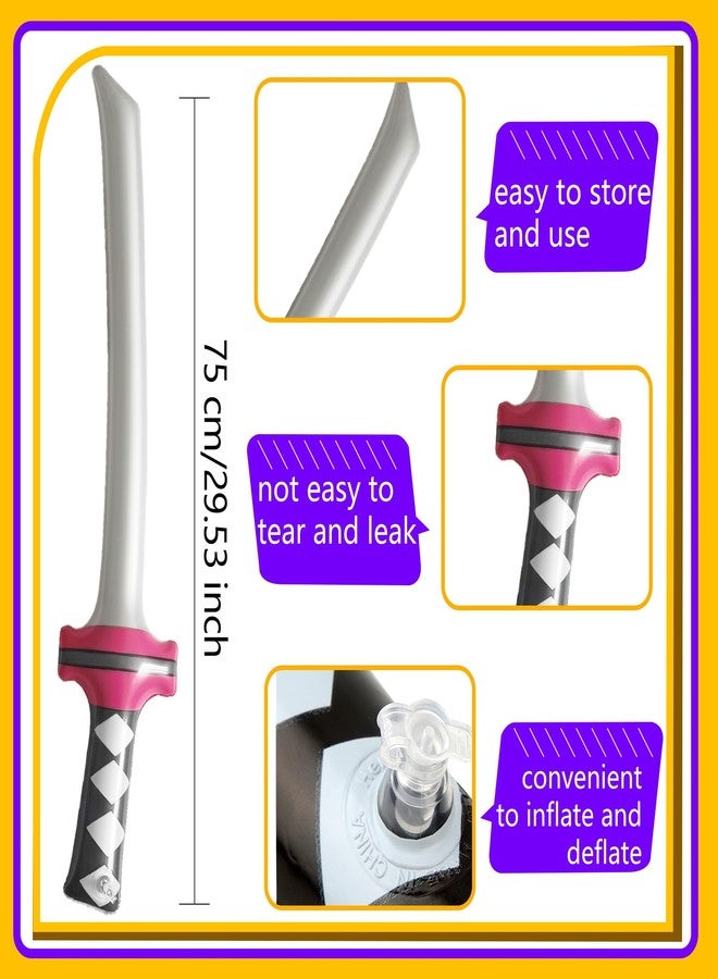 Cotiny 24 Pack Inflatable Ninja Swords Inflatable Sword Samurai Katana Blow Up Swords for Ninja Cosplay Swimming Pool Party Supplies Halloween Costume Accessories (Color Style 2) - Image 2
