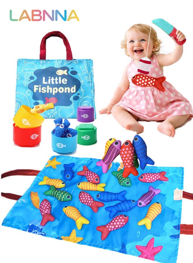 LABNNA Montessori Toys for 1 Year Old,22PCS Baby's Sensory Toy First Fishing Toy Set for 1-3 Boy Girl Birthday Gift,Educational Learning Toys Stacking Cups Number Counting, Color Sorting for 12-18 Month Baby - Image 1