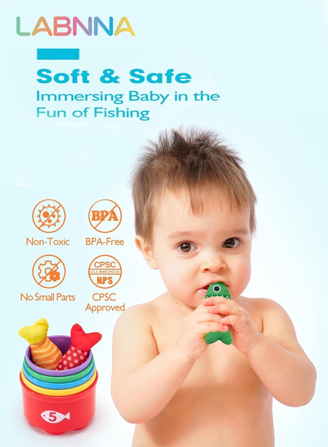 LABNNA Montessori Toys for 1 Year Old,22PCS Baby's Sensory Toy First Fishing Toy Set for 1-3 Boy Girl Birthday Gift,Educational Learning Toys Stacking Cups Number Counting, Color Sorting for 12-18 Month Baby - Image 5
