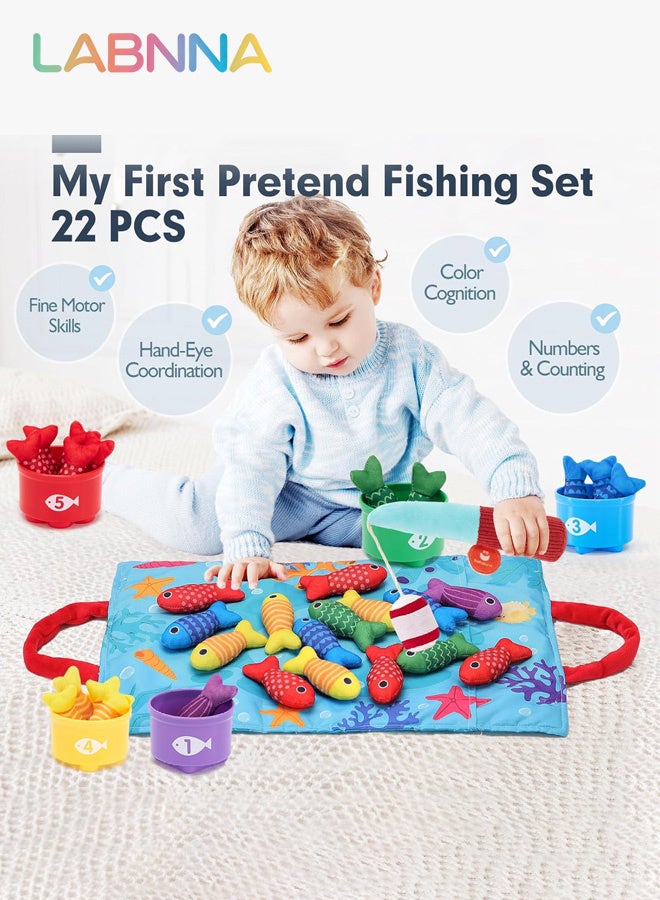LABNNA Montessori Toys for 1 Year Old,22PCS Baby's Sensory Toy First Fishing Toy Set for 1-3 Boy Girl Birthday Gift,Educational Learning Toys Stacking Cups Number Counting, Color Sorting for 12-18 Month Baby - Image 2