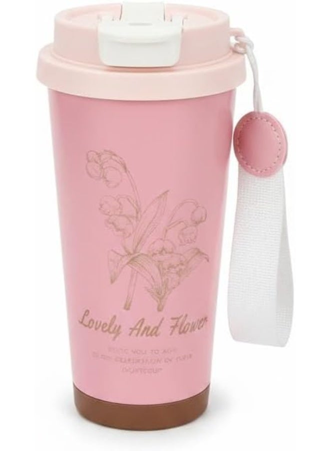 Spaceshoop Insulated Coffee Mug with Lid and Straw Leakproof Stainless Steel Coffee Mug for Hot and Cold Drinks Perfect Size for Travel and Everyday Use Pink 1 PCS - Image 1