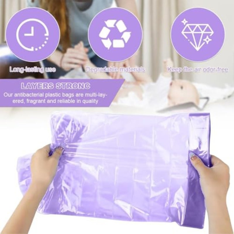 Nappy Bin Refill Bags, 8 Pack Diaper Bucket Refill Cassettes, Anti Odor Diaper Bin Pail Disposal Bags 4.5m Long Compatible with All Diaper Buckets - Image 3