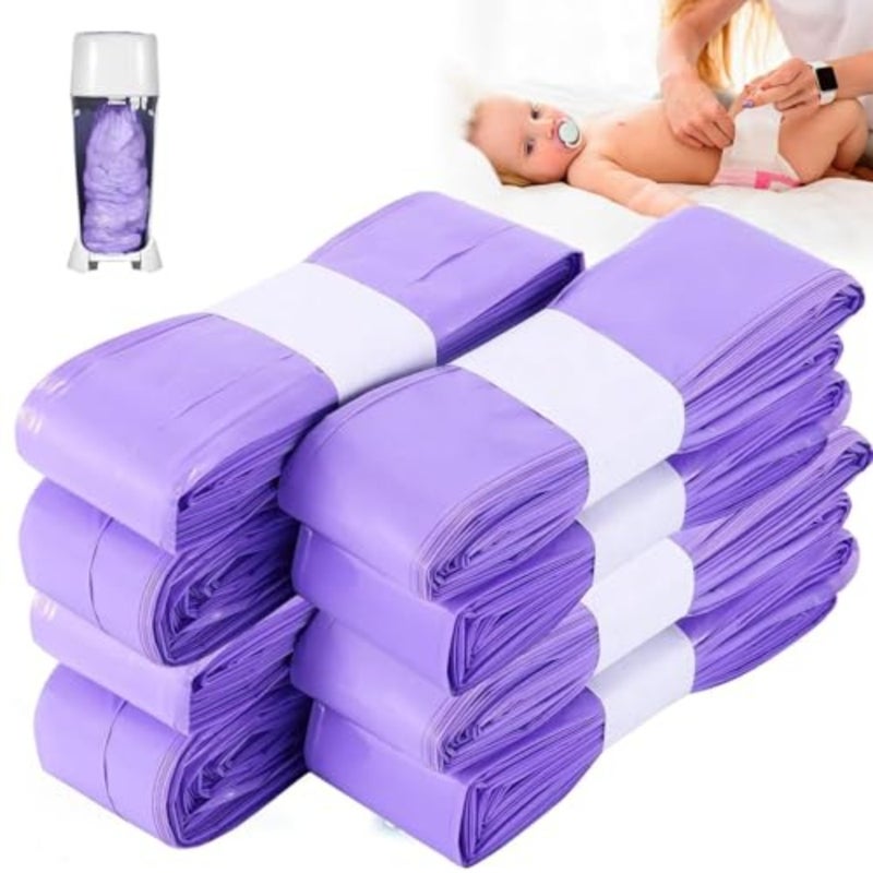Nappy Bin Refill Bags, 8 Pack Diaper Bucket Refill Cassettes, Anti Odor Diaper Bin Pail Disposal Bags 4.5m Long Compatible with All Diaper Buckets - Image 1
