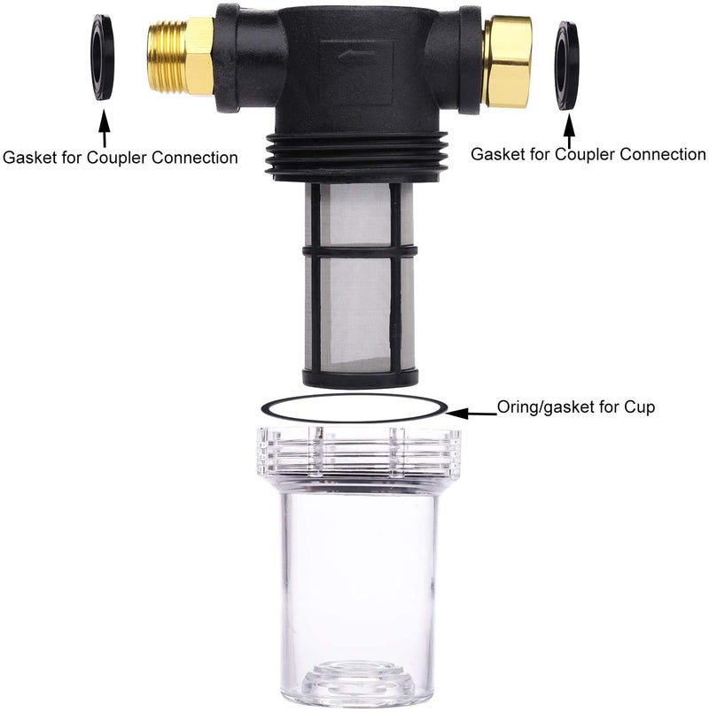 CREEXEON Garden Hose Filter for Pressure Washer Inlet Water, Inline Filter for Sediment, 40 Mesh Screen, Extra 2 Pieces100Mesh Screen Kit - Image 2
