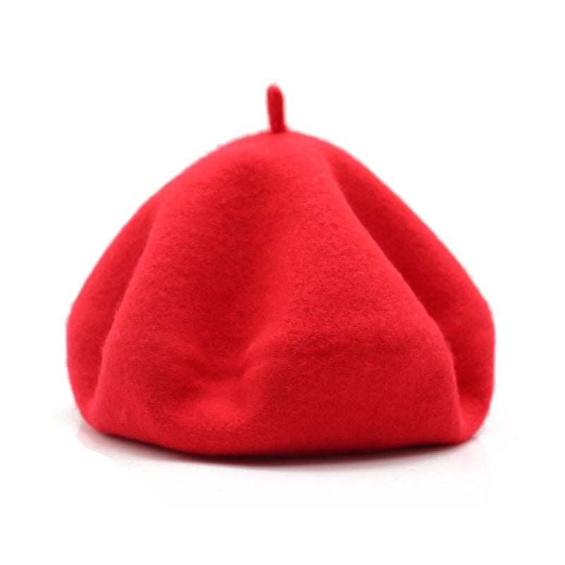 Wheebo Wool Beret Hat,Solid Color French Style Winter Warm Cap for Women Girls(Red) - Image 5