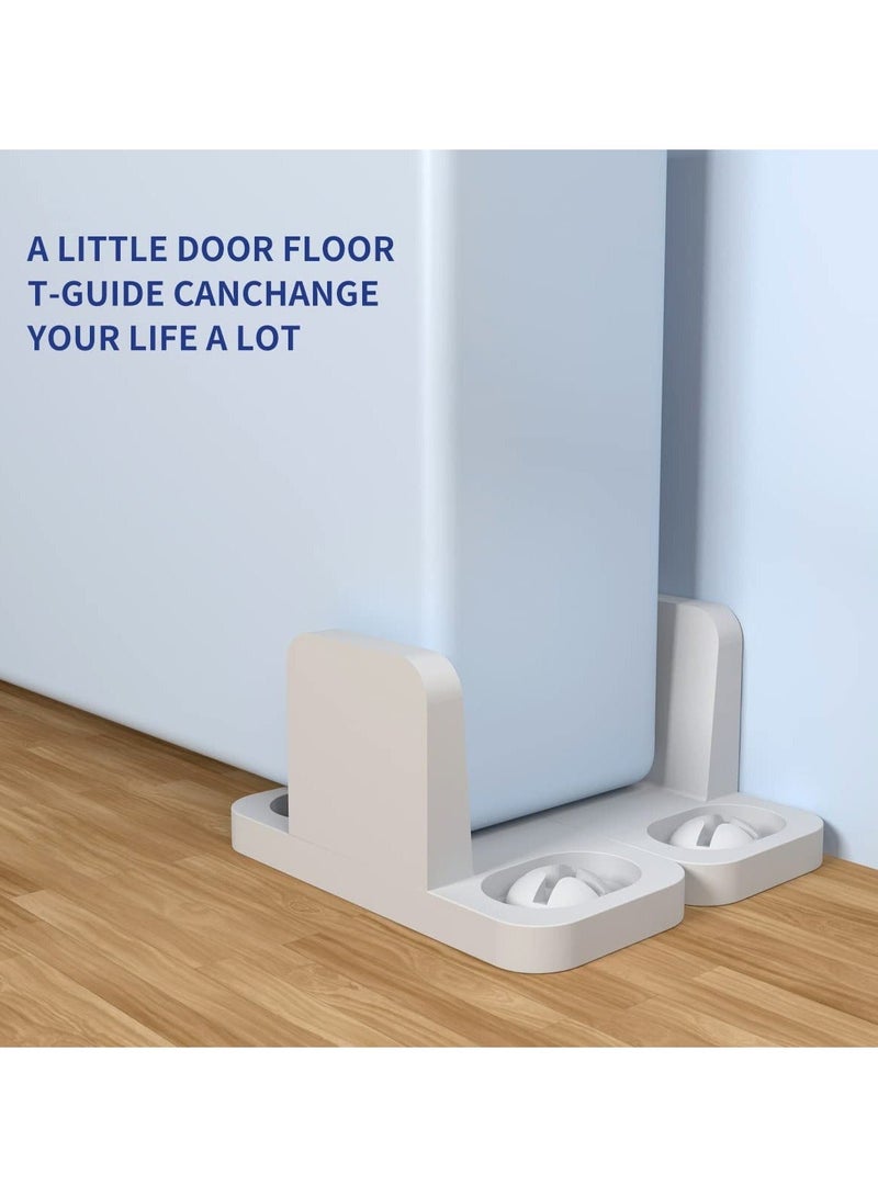 4 Pieces Sliding Barn Door Floor Guides White Sliding Door Guides Floor Mount Plastic T Shape Track Guide Pocket Door Guides Adjustable Barn Door Floor Guide Including Bypass and Pocket with Screws  - Image 4