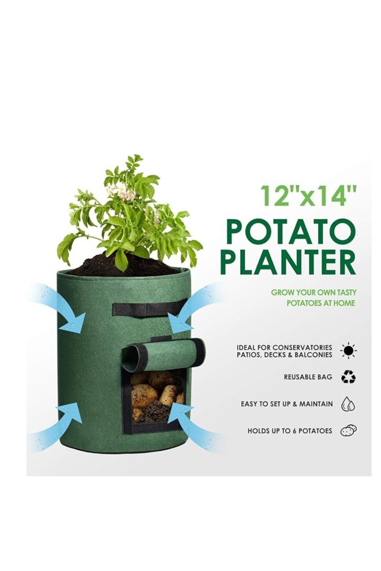 Delxo 3 Pack 7 Gallon Potato Grow Bags,Grow Bags for Vegetable with Window, Double Layer Premium Breathable Nonwoven Cloth for Potato/Plant Container/Aeration Fabric Pots with Handles in Green - Image 4