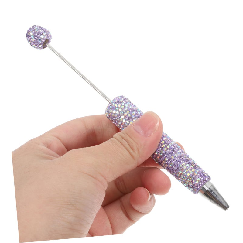 2Pcs Beadable Ballpoint Pens with Blue Beads Smooth Writing for Students and Office Use - Image 4
