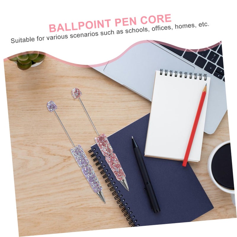 2Pcs Beadable Ballpoint Pens with Blue Beads Smooth Writing for Students and Office Use - Image 5