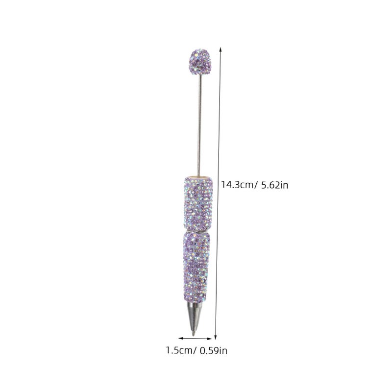 2Pcs Beadable Ballpoint Pens with Blue Beads Smooth Writing for Students and Office Use - Image 3