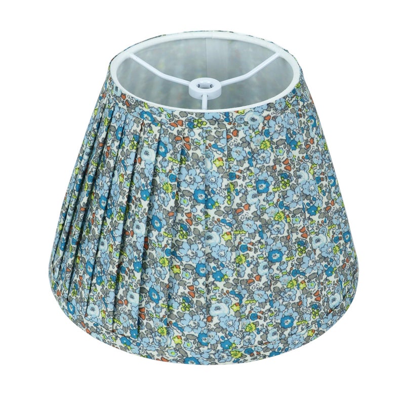 DOLOOTA Floral Pleated Small Lampshade for Table & Bedside Lamps â€“ 1 Pack, 5 x 9 x 6.2 inch, Spider Fitter, No Assembly Required, Blue Empire Lampshade for Cottage, Shabby Chic & French Country Decor - Image 1