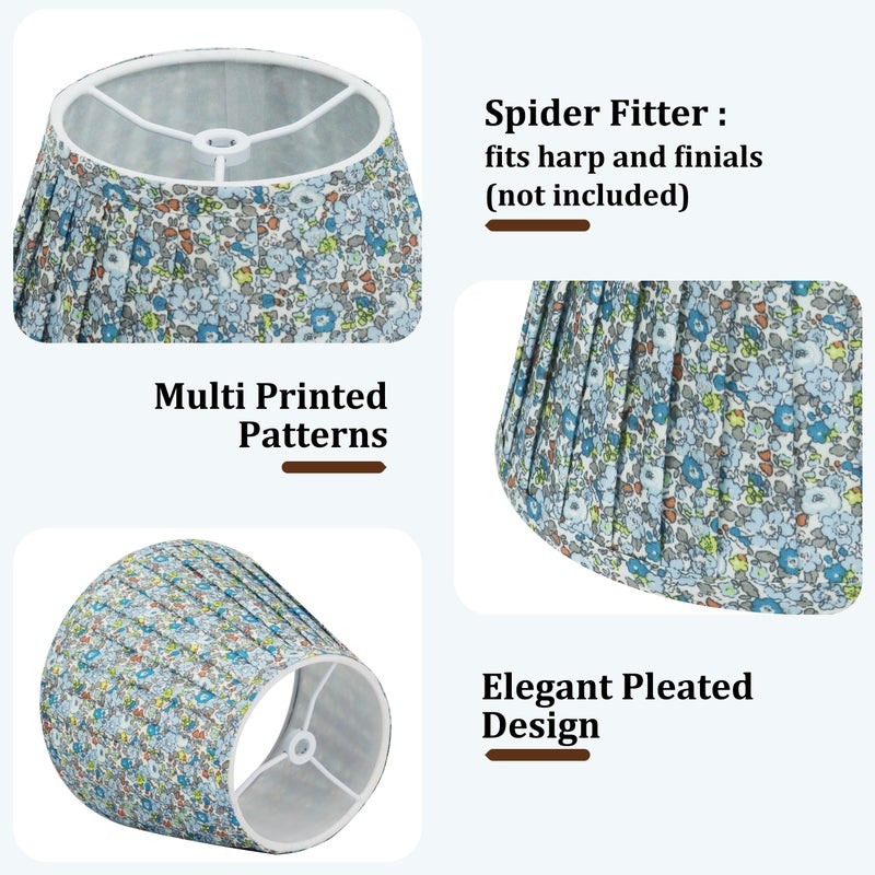 DOLOOTA Floral Pleated Small Lampshade for Table & Bedside Lamps â€“ 1 Pack, 5 x 9 x 6.2 inch, Spider Fitter, No Assembly Required, Blue Empire Lampshade for Cottage, Shabby Chic & French Country Decor - Image 4