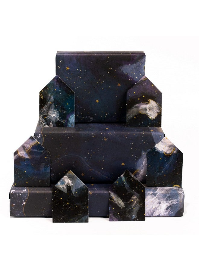 Central 23 Galaxy Wrapping Paper 6 Sheets Of Birthday Gift Wrap Space Wrapping Paper Blue Black Recyclable For Birthday Christmas Halloween Thanksgiving - Image 5