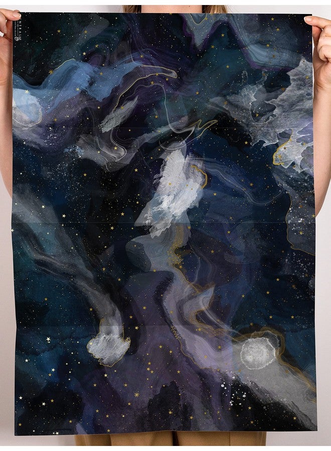 Central 23 Galaxy Wrapping Paper 6 Sheets Of Birthday Gift Wrap Space Wrapping Paper Blue Black Recyclable For Birthday Christmas Halloween Thanksgiving - Image 2